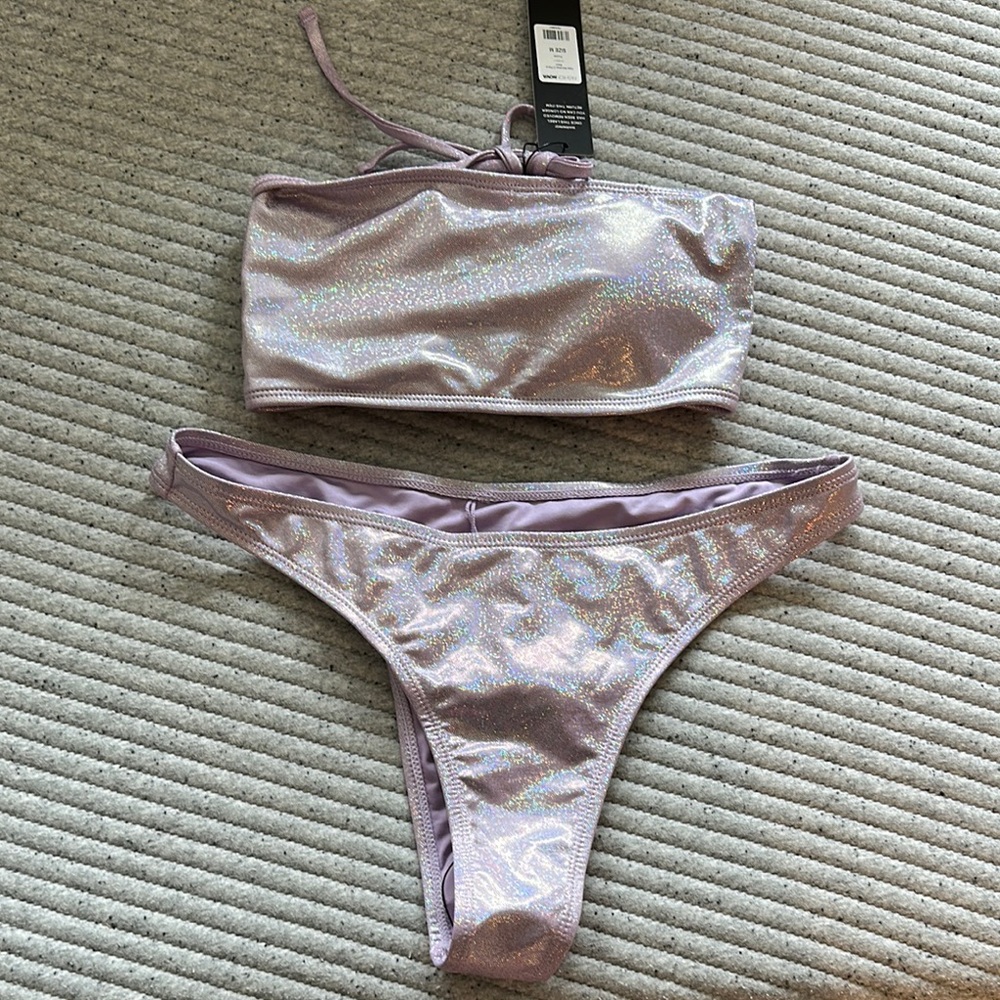 Fashion Nova Size M Shimmering Lavender Bikini Set